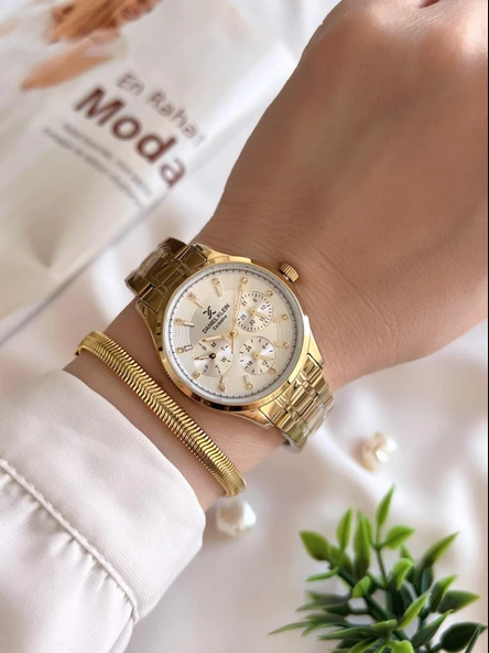 Daniel Klein Fonksiyonlu Çelik Kordon 3 Atm Suya Dayanıklı Özel Tasarım Kadın Kol Saat+Bileklik VS.BLKT.0241 - Resim 2