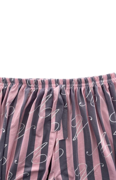 Kadın Kalın Pembe Çizgili Pijama Altı Milan -003 - 2