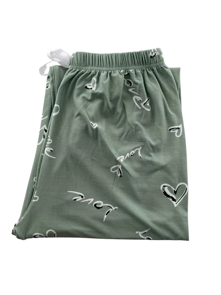 Kadın Love Yazılı Kalp Desenli Pijama Altı Milan-10500