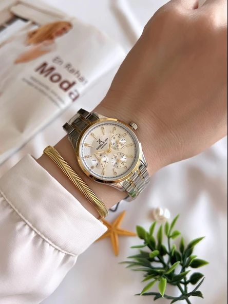 Daniel Klein Fonksiyonlu Çelik Kordon 3 Atm Suya Dayanıklı Özel Tasarım Kadın Kol Saat+Bileklik VS.BLKT.0240 - Resim 2