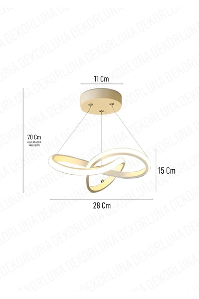 Dekorluna Modern Forte Beyaz Tekli 3 Renk Işıklı Power Ledli Salon Mutfak Oda Hol Ledli Avize - 2
