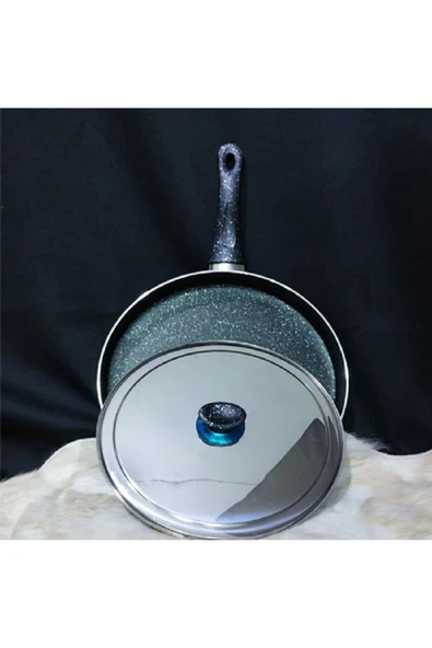 Yıldız çelik Granit 30 cm kapaklı balık tavası - 2