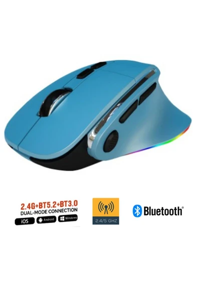 Sarftech Kablosuz Ergonomik Zarif Tasarım RGB Dual Moude 2.4Ghz+BT5.0 Ofis ve Gaming Oyuncu Faresi