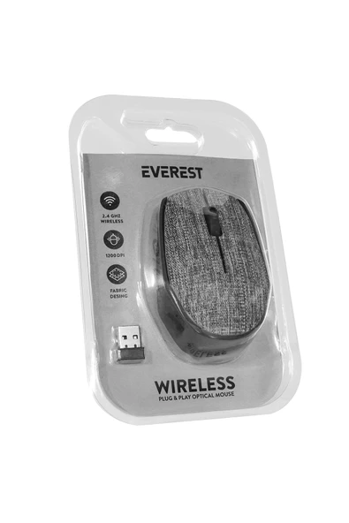 Sarftech Gri Kablosuz USB 2.4Ghz Terletmez Kumaş Fabric Yüzey 1.200Dpi Hafif Kablosuz Mouse - 5