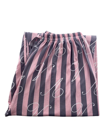 Kadın Kalın Pembe Çizgili Pijama Altı Milan -003 - 4