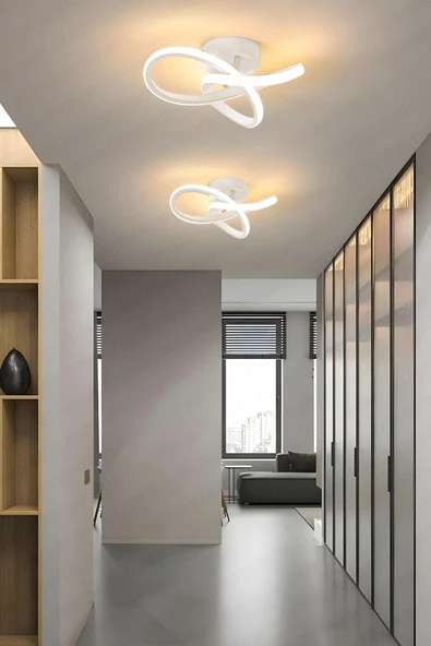 Dekorluna Alen Beyaz Modern Plafonyer Tavana Sıfır Beyaz Işık Salon Mutfak Hol Led Avize ürün görseli