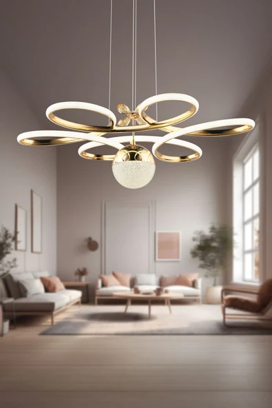 Dekorluna Rose Gold Kaplama Modern Sarkıt Beyaz Işık Led Avize Salon Mutfak Oda Hol Ledli Avize ürün görseli