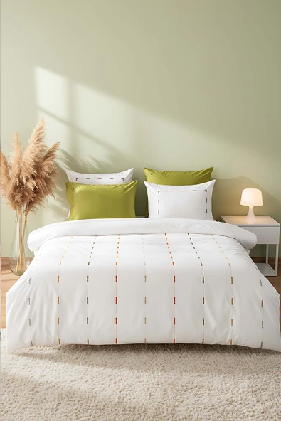 Rivaİstanbul Victoria Yeşil Çift Kişilik Nakışlı %100 Pamuklu Nevresim Takımı 6 Parça Çeyiz Seti ürün görseli 1