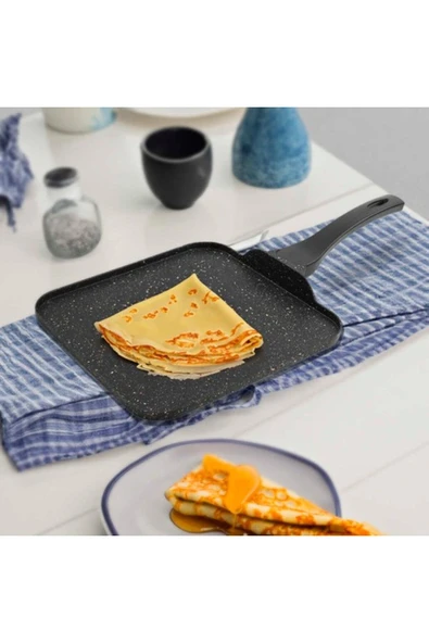 kitchenboost Eda granit kare döküm krep tava 26 cm pankek krep omlet sahan tavası