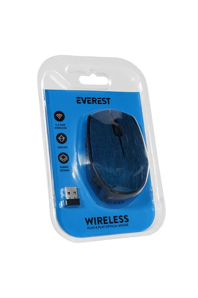 Sarftech Mavi Kablosuz Usb 2.4ghz Terletmez Kumaş Fabric Yüzey 1.200dpi Hafif Kablosuz Mouse - 5