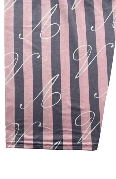 Kadın Kalın Pembe Çizgili Pijama Altı Milan -003 - 3