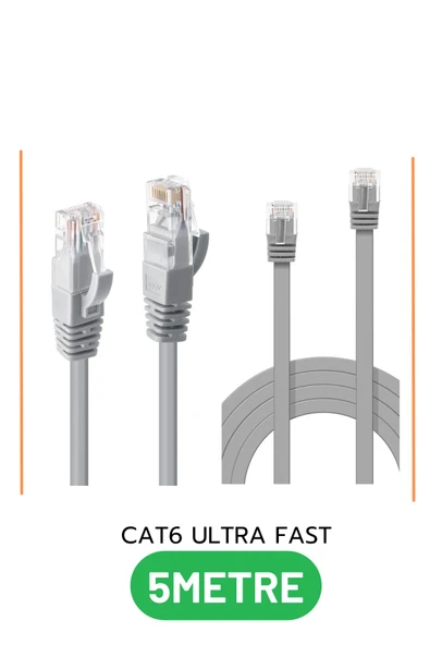 Sarftech CAT6 5 Metre Ultra Fast Yüksek Hız RJ45 Internet Kablosu Tüm Cihazlarla Uyumlu CAT6 Kablo - 2