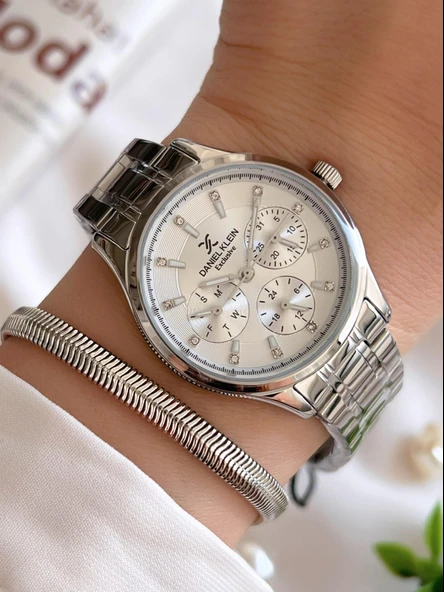 Daniel Klein Fonksiyonlu Çelik Kordon 3 Atm Suya Dayanıklı Özel Tasarım Kadın Kol Saat+Bileklik VS.BLKT.0243 ürün görseli