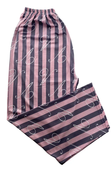 Kadın Kalın Pembe Çizgili Pijama Altı Milan -003