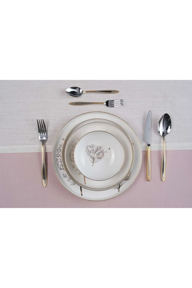 Koch Collection FREZYA 24 PARÇA YEMEK TAKIMI - ALTIN - 2