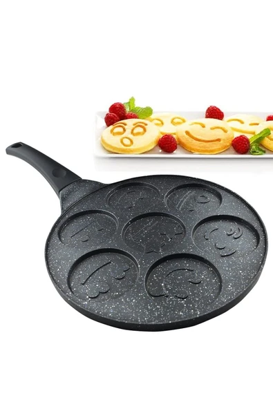 GOMESAN Granit Döküm Emoji Desen Pankek Krep Tava