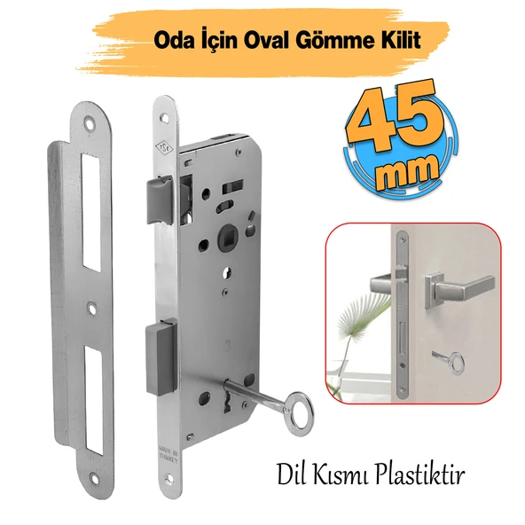 Anahtarlı Oda Kapı PVC Kapı Ahşap Kapı WC Banyo Gömme Kilit Gövde Kilidi Silindirsiz Barelsiz 45 mm