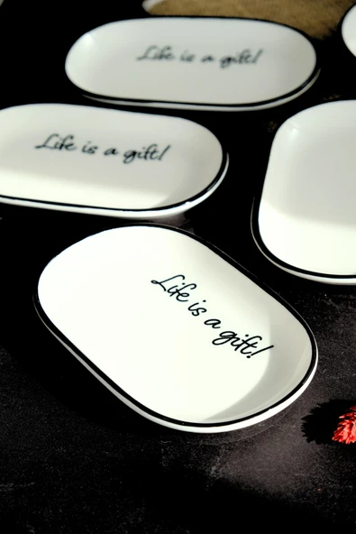 TABAK EVİ Motto Gift Kayık Tabak 6 lı 18x11x2cm - 3