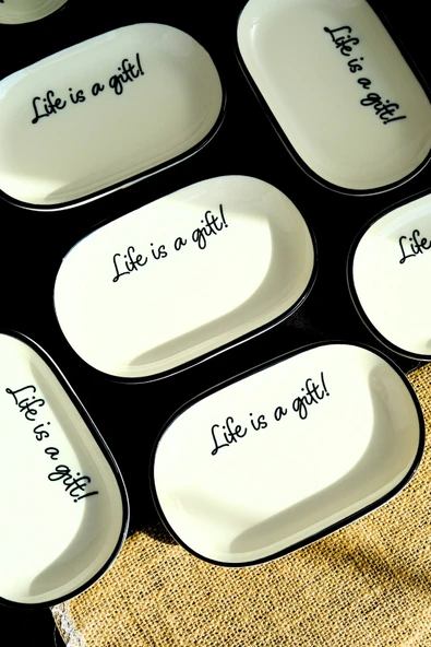 TABAK EVİ Motto Gift Kayık Tabak 6 lı 18x11x2cm - 2