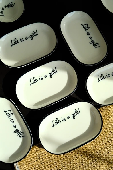 TABAK EVİ Motto Gift Kayık Tabak 6 lı 18x11x2cm