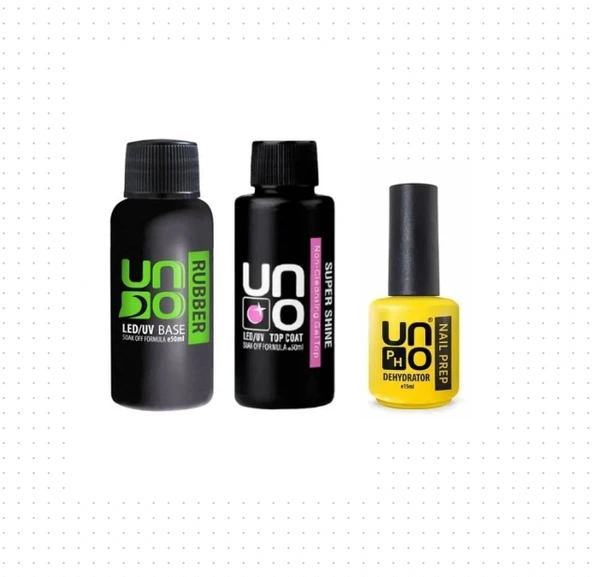 Fontenay Prof. Uno Rubber Base Coat & Super Shine Top Coat 50ML + Dehydrator 15ml 4'Lü Set ürün görseli 1