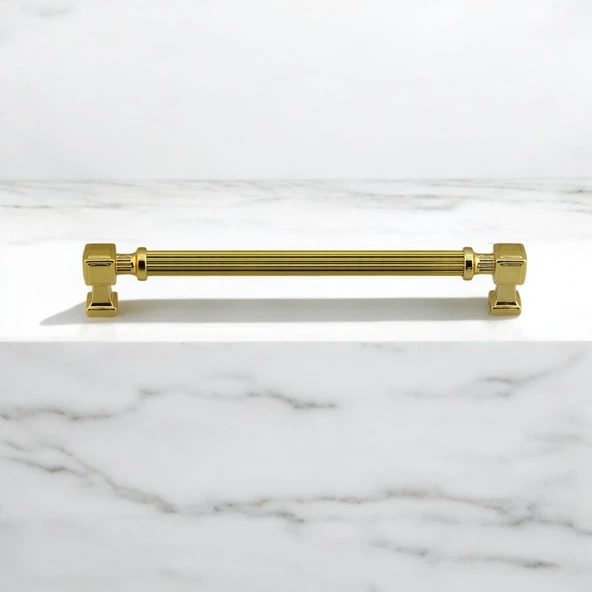 Mobilya Çekmece Mutfak Dolabı Dolap Kulpları Kulb 19.2 cm Metal Gold Altın Çizgili Kulp 192 mm - 5