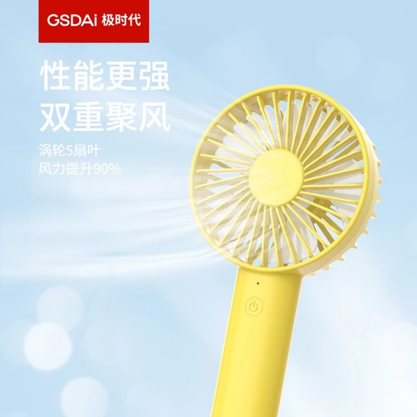 USB Şarjlı Taşınabilir Fan GT-3006 - Sarı - 2