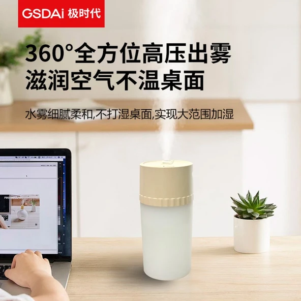 Çift Püskürtmeli Ultrasonik Hava Nemlendirici - 300ml - 7 Renkli Gece Lambası - Beyaz - 2