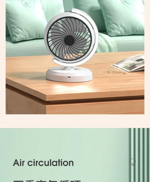 Şarj Edilebilir Masaüstü Fan - 15 cm - Beyaz - 9