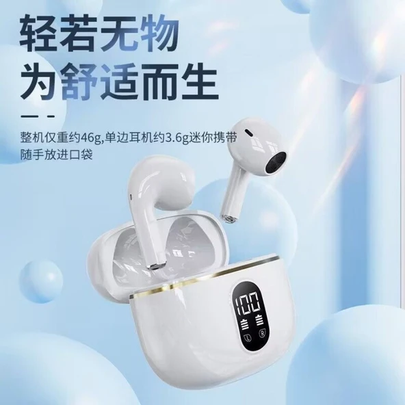 Yarım Kulak TWS Bluetooth Kulaklık - Ten Rengi/Beyaz - 4