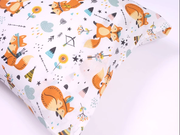 TİLKİ DESENLİ 2'Li KAPAKLI 50x70 YASTIK KILIFI - Resim 2