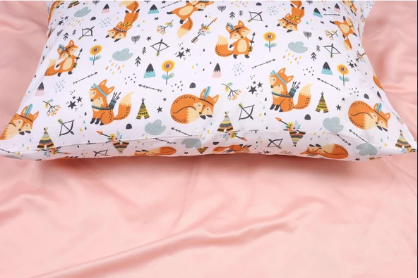 TİLKİ DESENLİ 2'Li KAPAKLI 50x70 YASTIK KILIFI - Resim 5