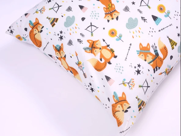 TİLKİ DESENLİ 2'Li KAPAKLI 50x70 YASTIK KILIFI - Resim 3