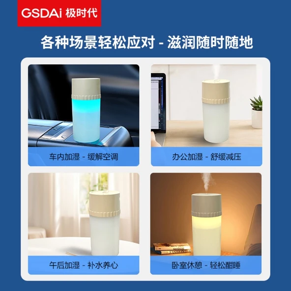 Çift Püskürtmeli Ultrasonik Hava Nemlendirici - 300ml - 7 Renkli Gece Lambası - Beyaz - 3