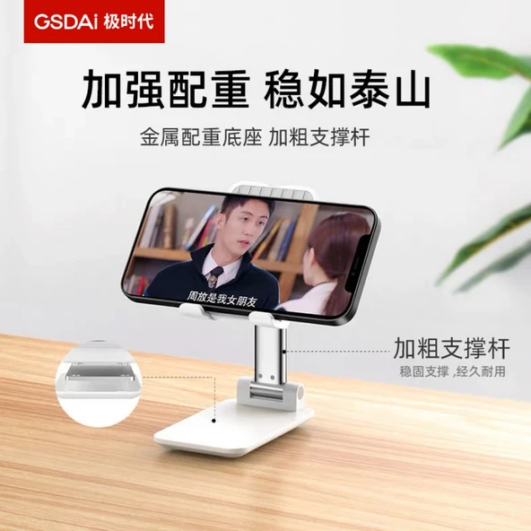 Katlanabilir Masaüstü Telefon ve Tablet Standı - Beyaz - 4