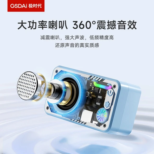Bluetooth Hoparlör - 360° Surround Ses - Mavi - 2