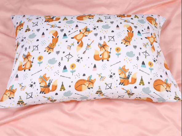 TİLKİ DESENLİ 2'Li KAPAKLI 50x70 YASTIK KILIFI - Resim 4