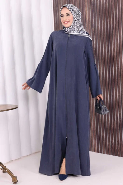 Fermuarlı Kapüşonlu Ferace 70016 Lacivert ürün görseli