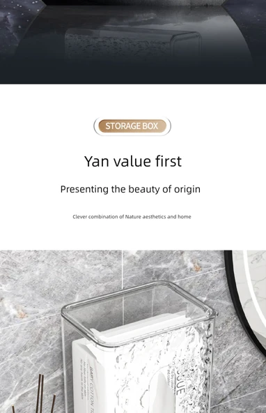 Buzul Desenli Yüz Bezi Saklama Kutusu - Şeffaf Buzul Desenli [2'li Paket] Kapaklı - Resim 11