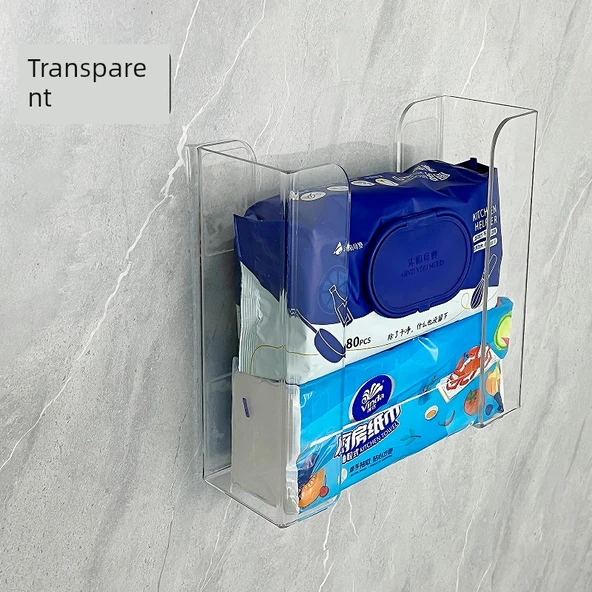 Akrilik Duvara Monte Peçete ve Islak Mendil Dispenseri - Çay Rengi Bölmeli - 4