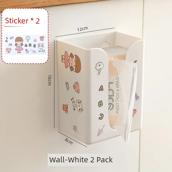Duvara Monte Kağıt Havluluk - Deliksiz - Beyaz Renkli 2'li Paket Stickerlı
