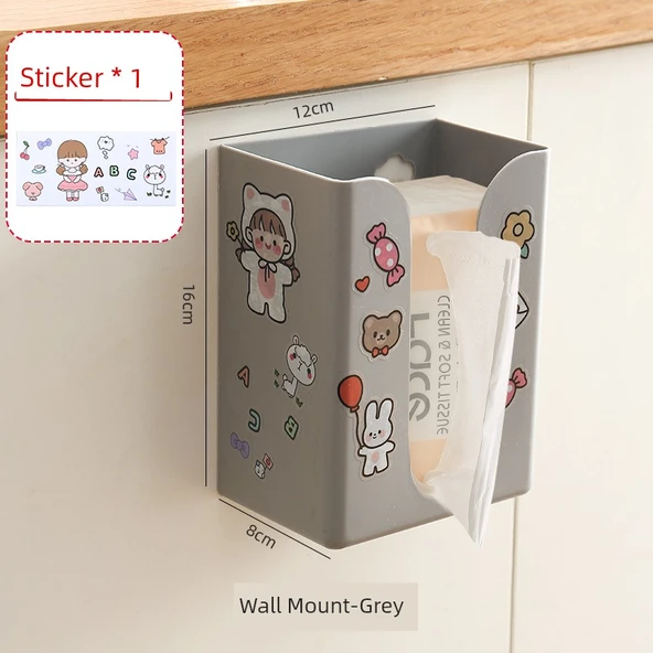 Duvara Monte Kağıt Havluluk - Deliksiz - Gri Renkli Yama ve Stickerlı