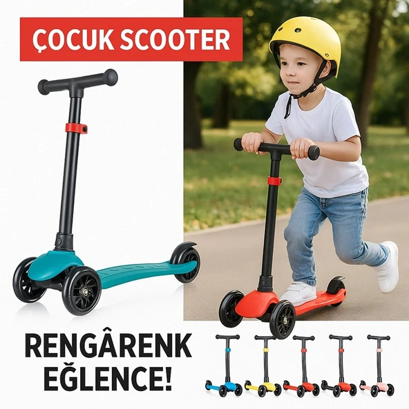 Scooter 3 Tekerlekli Kaykay - 2-7 yaş Dengeli ve Güvenli Sürüş