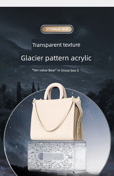 Buzul Desenli Yüz Bezi Saklama Kutusu - Şeffaf Buzul Desenli [2'li Paket] Kapaklı - Resim 10