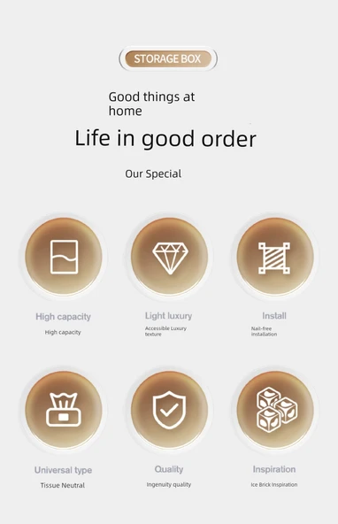 Buzul Desenli Yüz Bezi Saklama Kutusu - Şeffaf Buzul Desenli [2'li Paket] Kapaklı - Resim 9