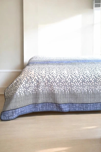Alla Turca Tek Kişilik Modern Mozaik Desenli Pike – İndigo | 160x240 cm | %100 Pamuk - 3