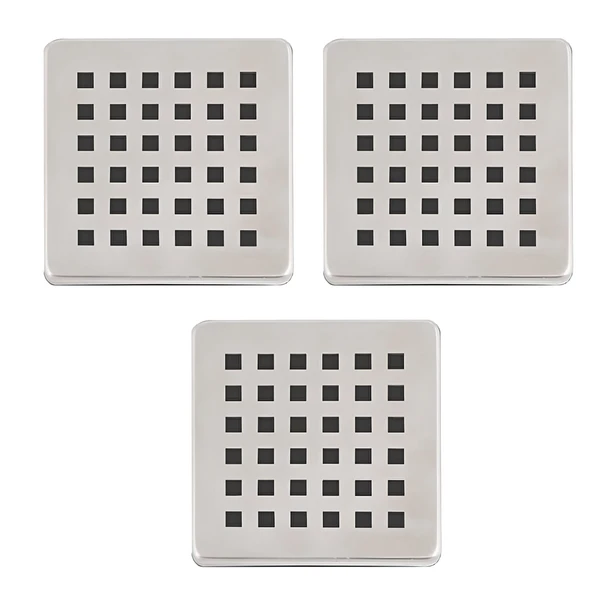 DESIPHON 3 Adet Paslanmaz Çelik Kare Delikli Banyo Yer Süzgeç Izgarası Üst Kapak 10X10 Süzgeç Uyumlu