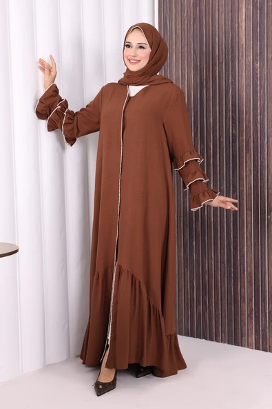 Şal ve Ferace İkili Takım 70018 Kahverengi - Resim 3