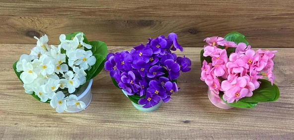Yapay Çiçek Dekoratif Mini Menekşe 3 Adet Menekşe Renkli - 3