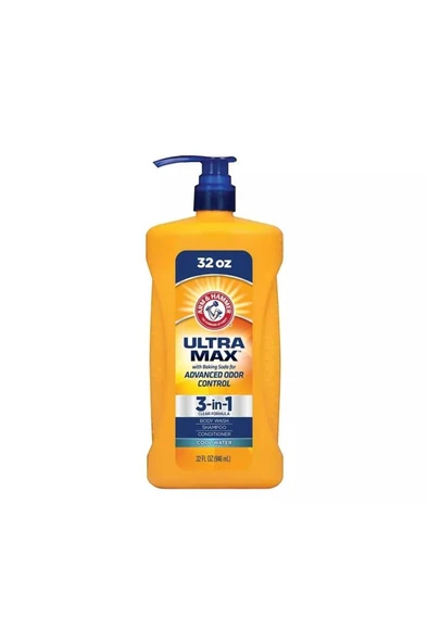 Arm&hammer Ultra Max Cool Water 3in1 Duş Jeli,şampuan,saç Kremi 32 Oz 946ml